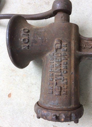 Antique Enterprise Tinned Meat Chopper No. 10 Patent Date 1886 Meat Grinder USA