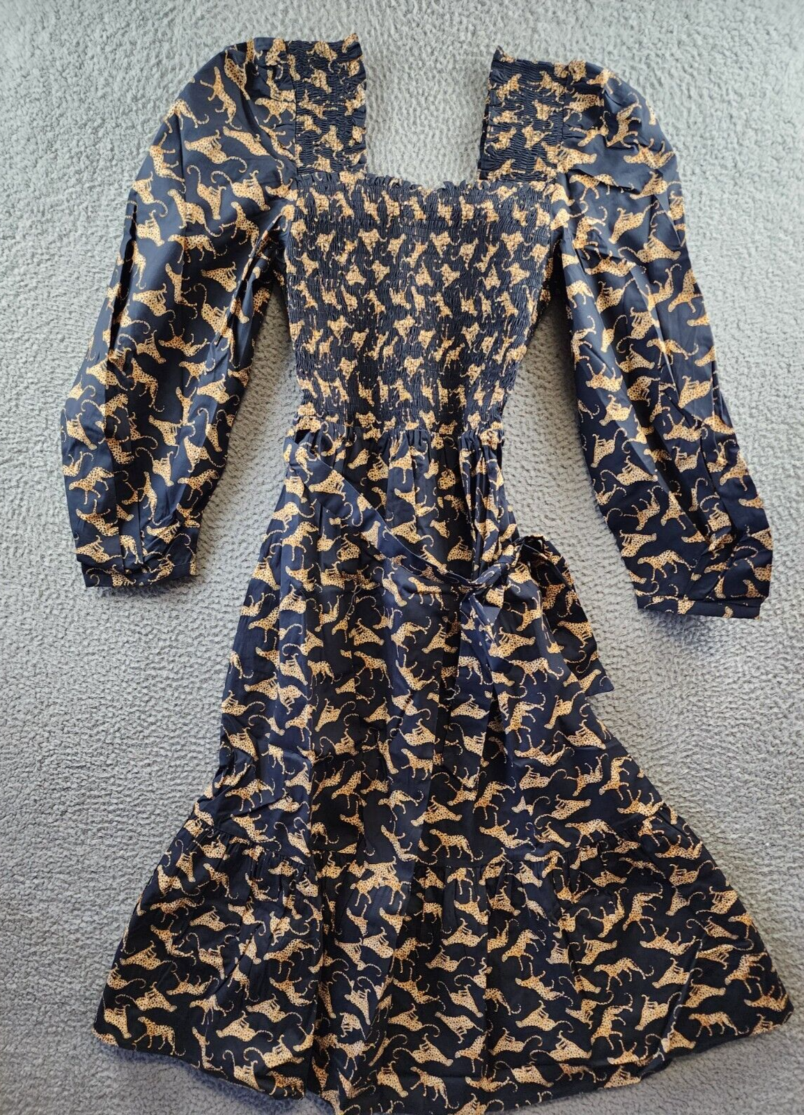 Leota Plus Size Fleur Dress Women's 2X Scattered Cheetah Black Square Neck L/S - Picture 2 of 14