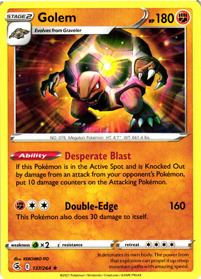 Golem 137/264 Fusion Strike Rare Near Mint Pokemon DNA GAMES