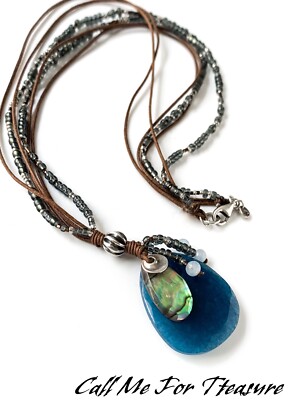 Silpada Indigo Mood stone boho necklace Sterling Silver 925 Retired
