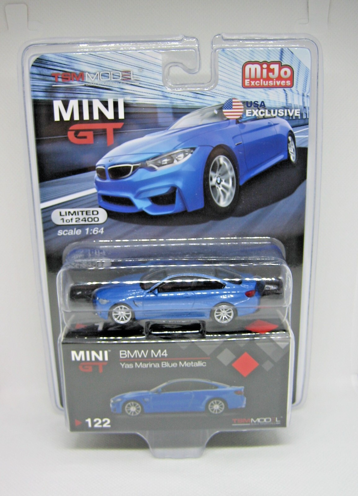 MiJo Mini GT BMW M4 Yas Marina Blue Metallic USA Exclusive