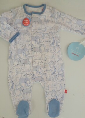 Magnetic Me Boys Blue Savannah Animals Footie  Size: 6-9 Months