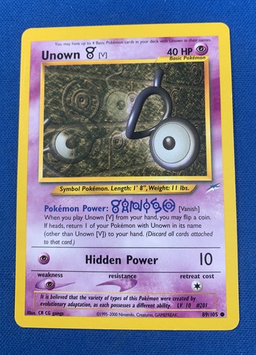 Unown 89/105 Neo Destiny Common Pokémon Trading Card Near