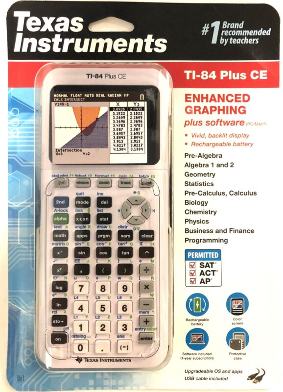 Texas Instruments TI-84 Plus CE Color Graphing Calculator - White