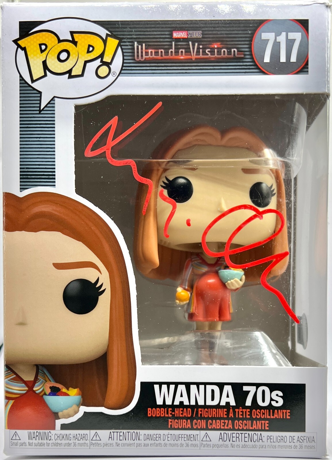 Elizabeth Olsen Signed Wanda 70's Wandavision Funko Pop 717