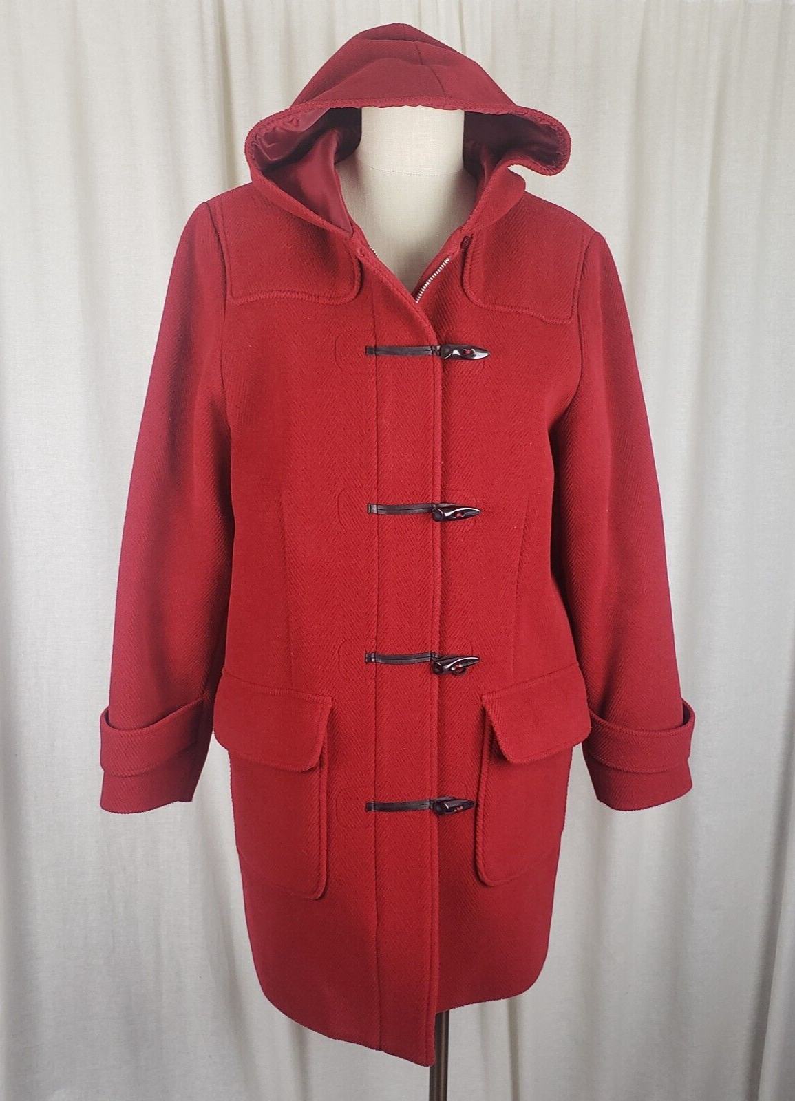 LL Bean Toggle Closure Hooded Ribbed Wool Duffel Winter