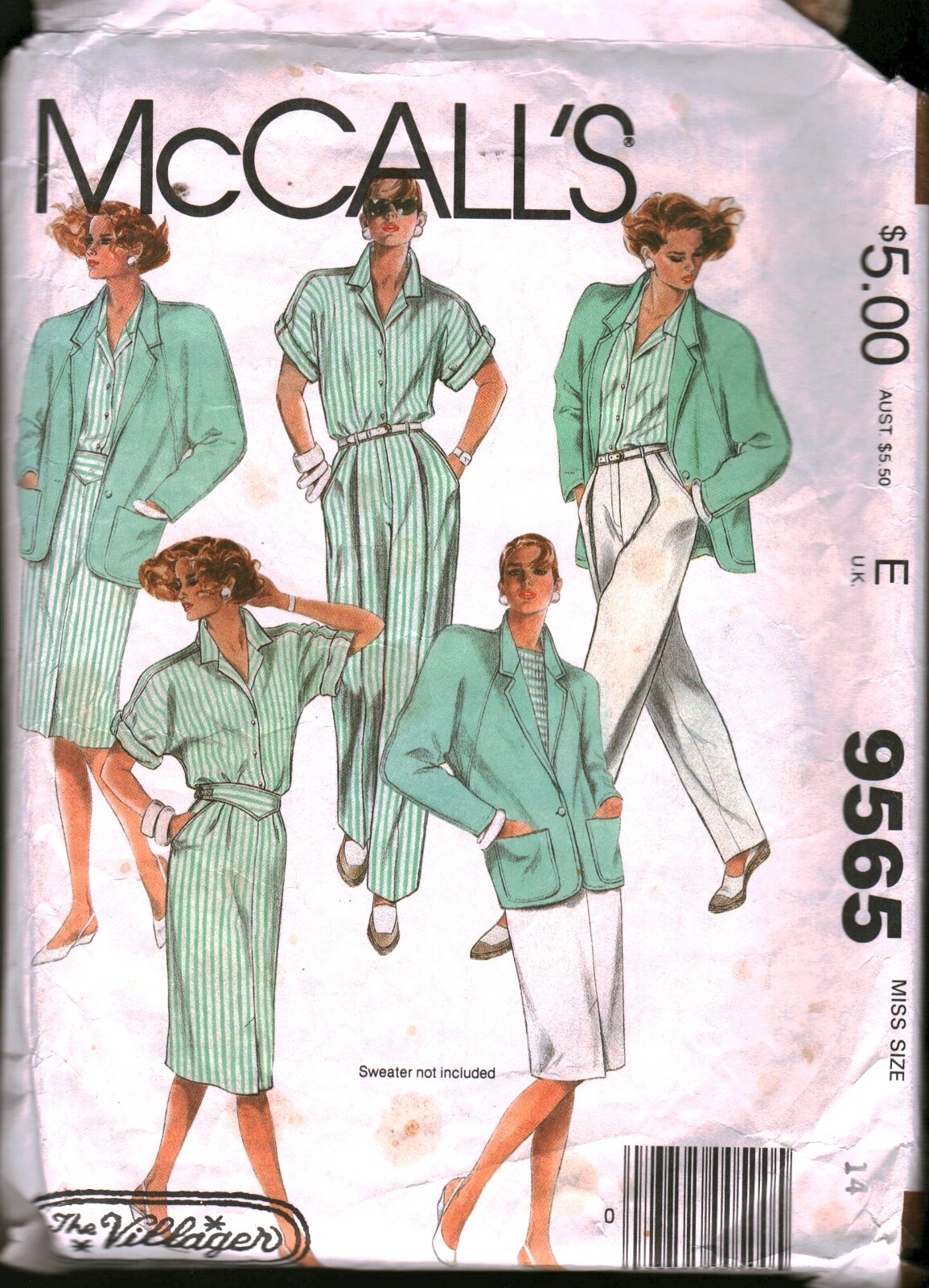 9565 Vintage McCalls SEWING Pattern Misses 1980s Jacket