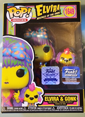 Funko Pop! Elvira & Gonk Blacklight Funko Hollywood Exclusive IN HAND Unsigned