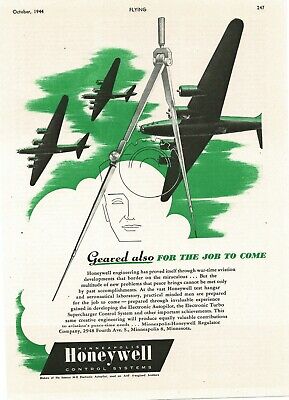 1944 HONEYWELL Instruments WWII Boeing B-29 Superfortress art Vintage Print Ad