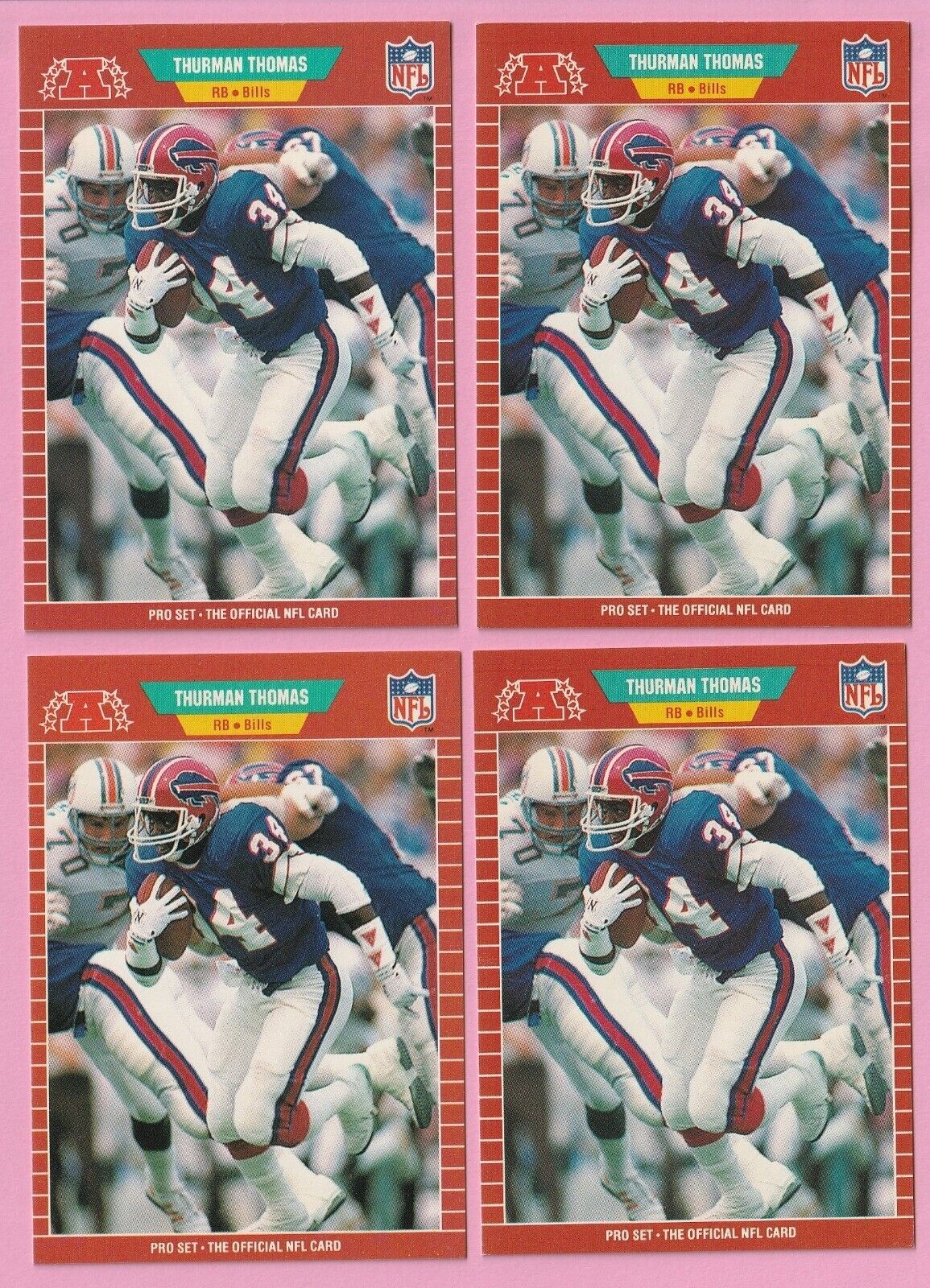 FOUR 1989 Pro Set Football Card #32 Thurman Thomas ROOKIE Cards BILLS RC *8E. rookie card picture