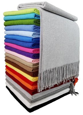 Baumwolldecke Wohndecke Kuscheldecke Plaid 140x170cm 100% Baumwolle Rio Hellgrau