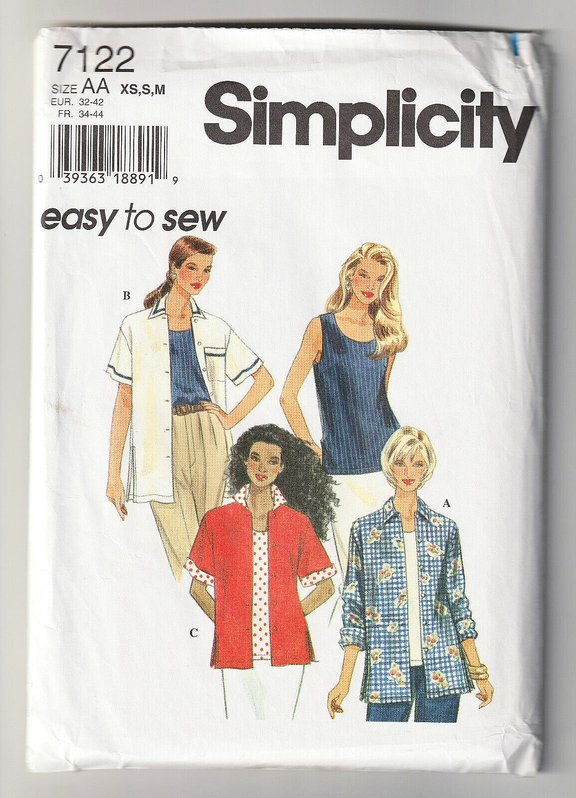 【新作入荷!!】 Jacket Shirt 7122 Simplicity Pullover 14-16 10-12 6-8 Sz Top トップス