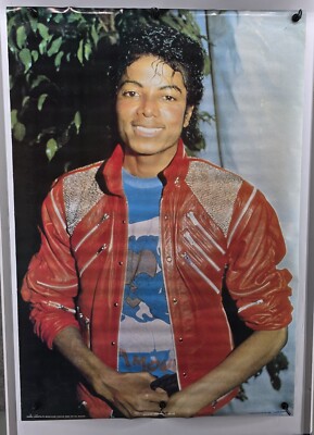 Michael Jackson Poster Vintage 1984 Red Thriller Jacket Young Michael 24x34.75