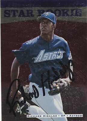 RICHARD HIDALGO HOUSTON ASTROS SIGNED ROOKIE CARD NEW YORK METS TEXAS RANGERS. rookie card picture