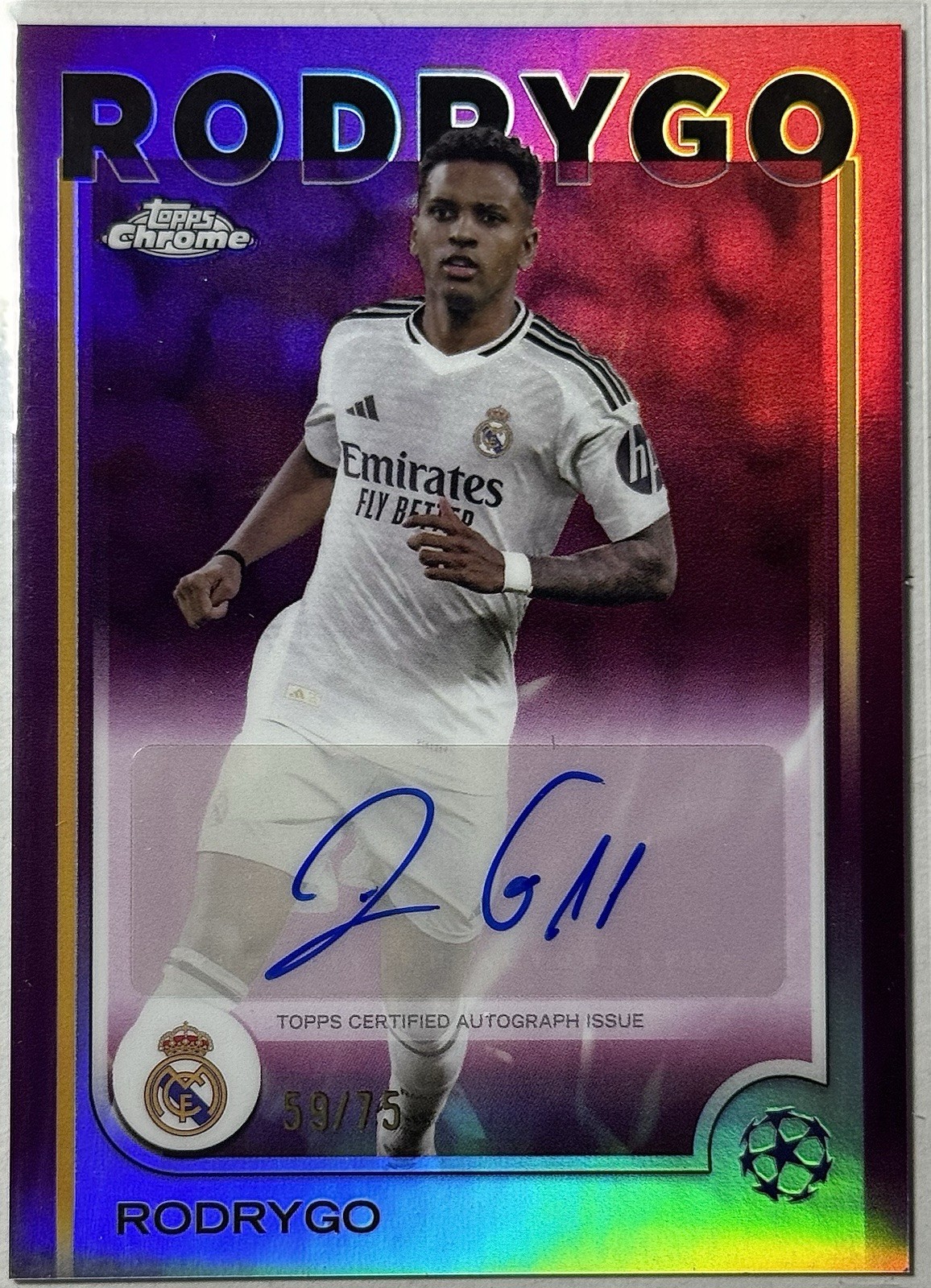 2024-25 Topps Chrome UEFA Club Competitions RODRYGO Magenta Refractor Auto /75