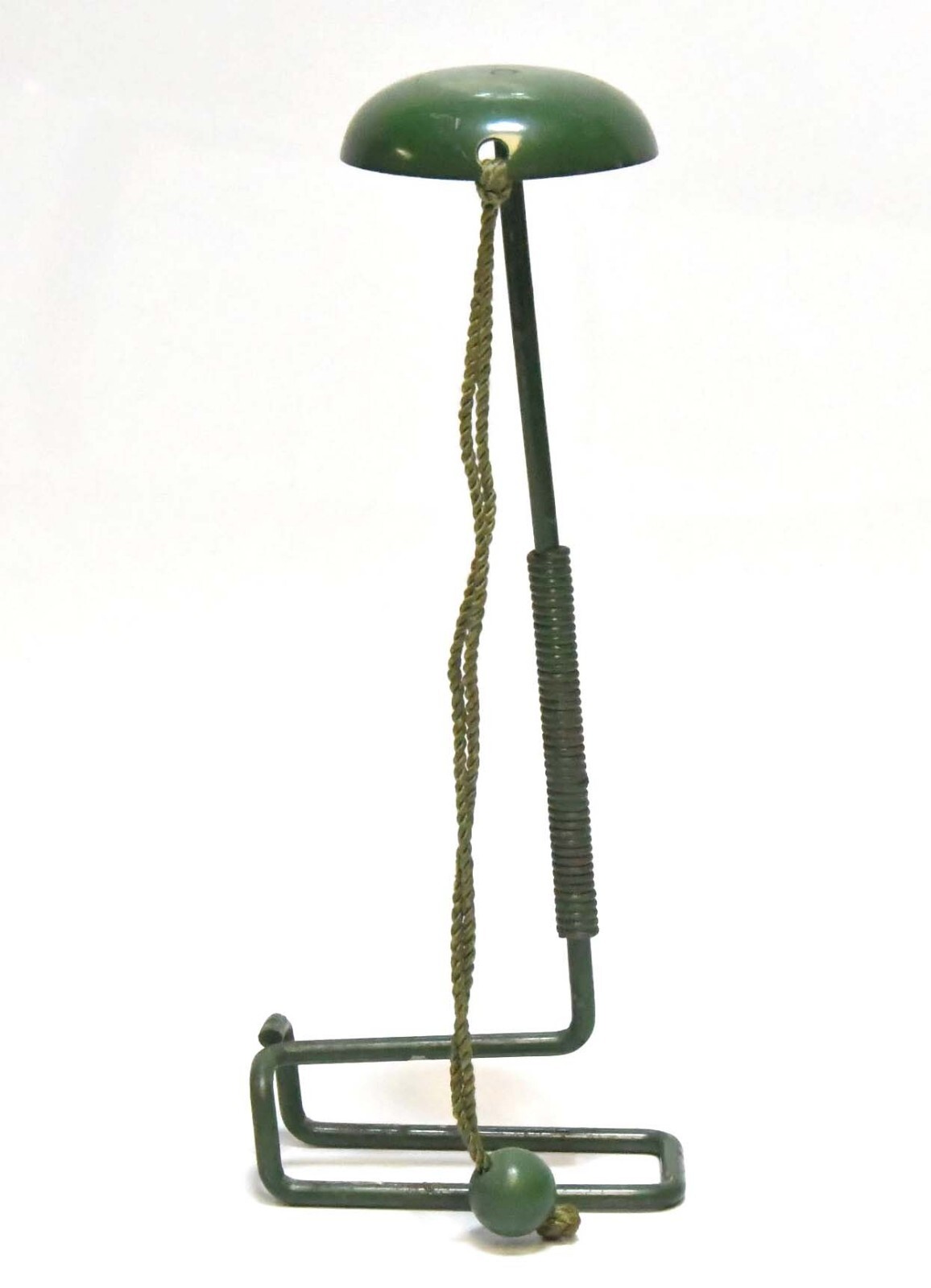 VINTAGE STORE DISPLAY HAT STAND GREEN METAL SPRING BASE WITH
