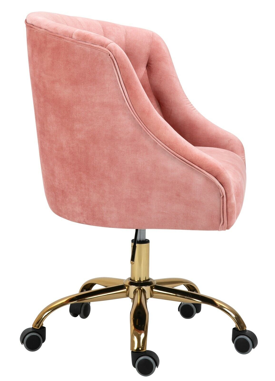 Pink Velvet Fabric Upholstered Tufted Office Chair Home