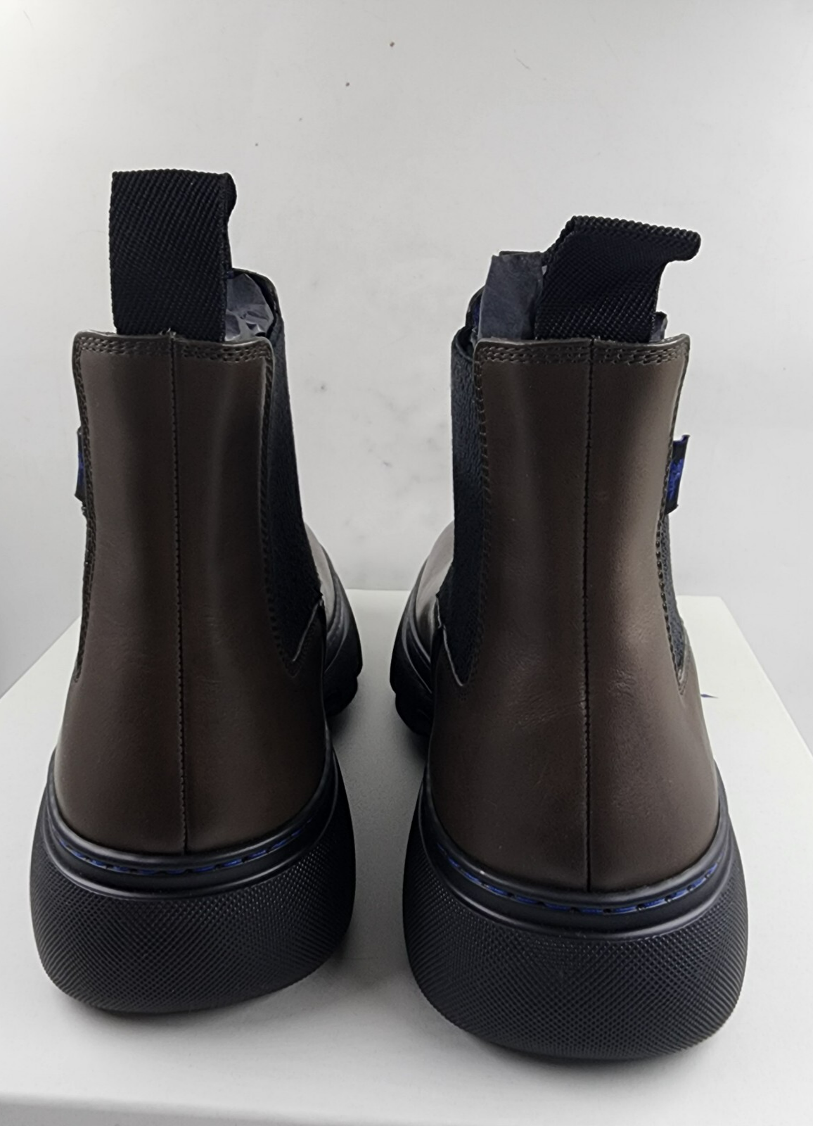 Burberry Mini Creeper Leather Ankle Boots Men's 10.5US Coffee Brown Round Toe - Picture 5 of 17