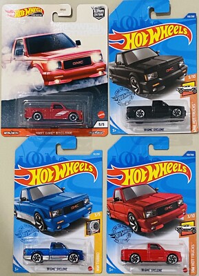 Hot Wheels  91 GMC Syclone Lot Of 4 car culture Power trip black red blue
