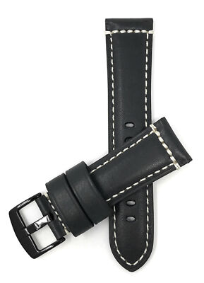 22mm Double Stitch Leather Watch Band Strap for Wenger City Classic
