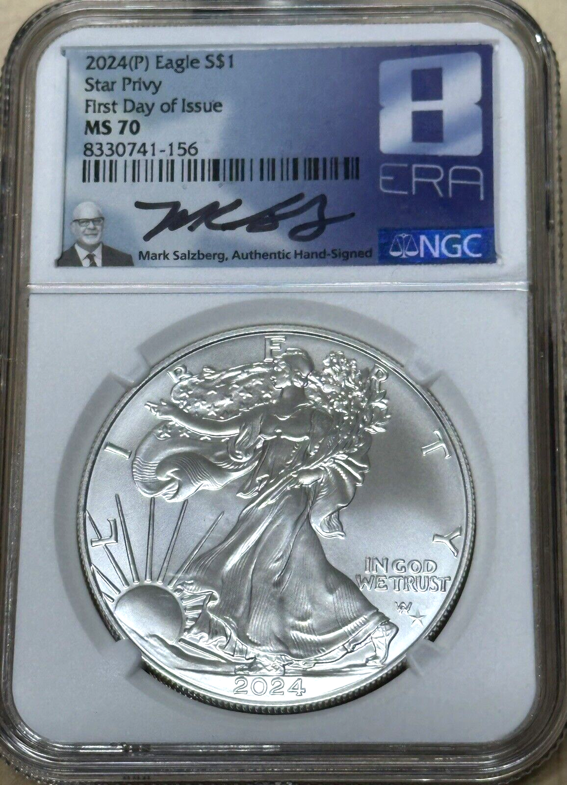 2024 FIRST DAY FDOI MS70 Silver Eagle STAR PRIVY Mark