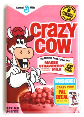 Strawberry Crazy Cow FRIDGE MAGNET cereal box