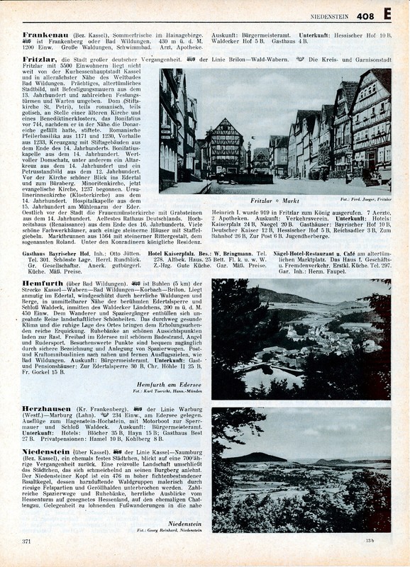 Fritzlar Hemfurth Niedenstein 1938 Orig Photobl Niederwerbe Edersee Reitzenhagen