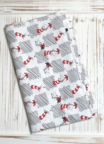 The Cat In The Hat White Checkered CEA Fabric 9x21 Fat Eighth 100% Cotton Quilt