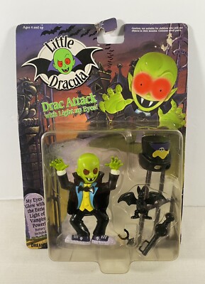 1991 DreamWorks Little Dracula Drac Attack Light up Eyes Batty Figure
