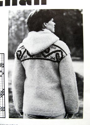 Knitting Pattern Jacket Cowichan Sz 36 38 40 Hood Zipper Loose Fit Misses #19