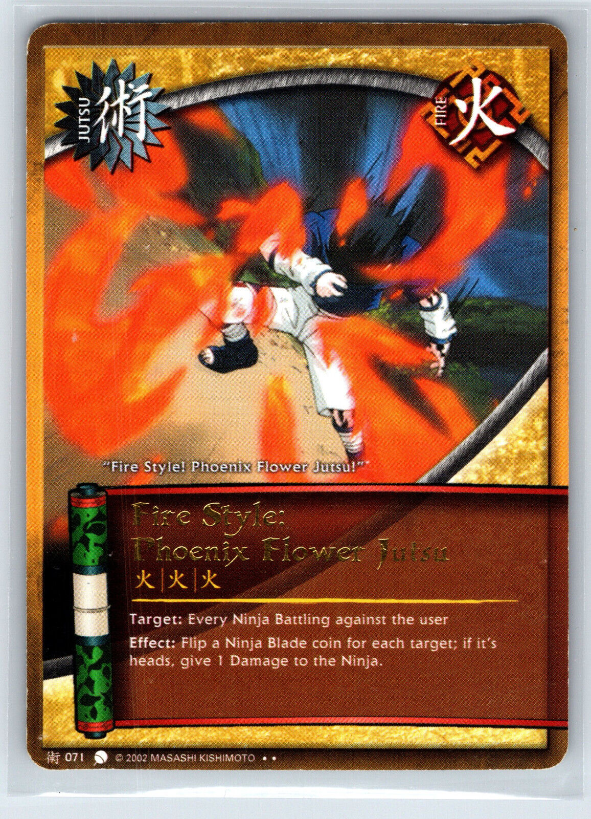 Naruto CCG #071 Fire Style: Phoenix Flower Jutsu Unlimited Rare Gold Text Naruto CCG #071 Fire Style: Phoenix Flower Jutsu Unlimited Rare Gold Text