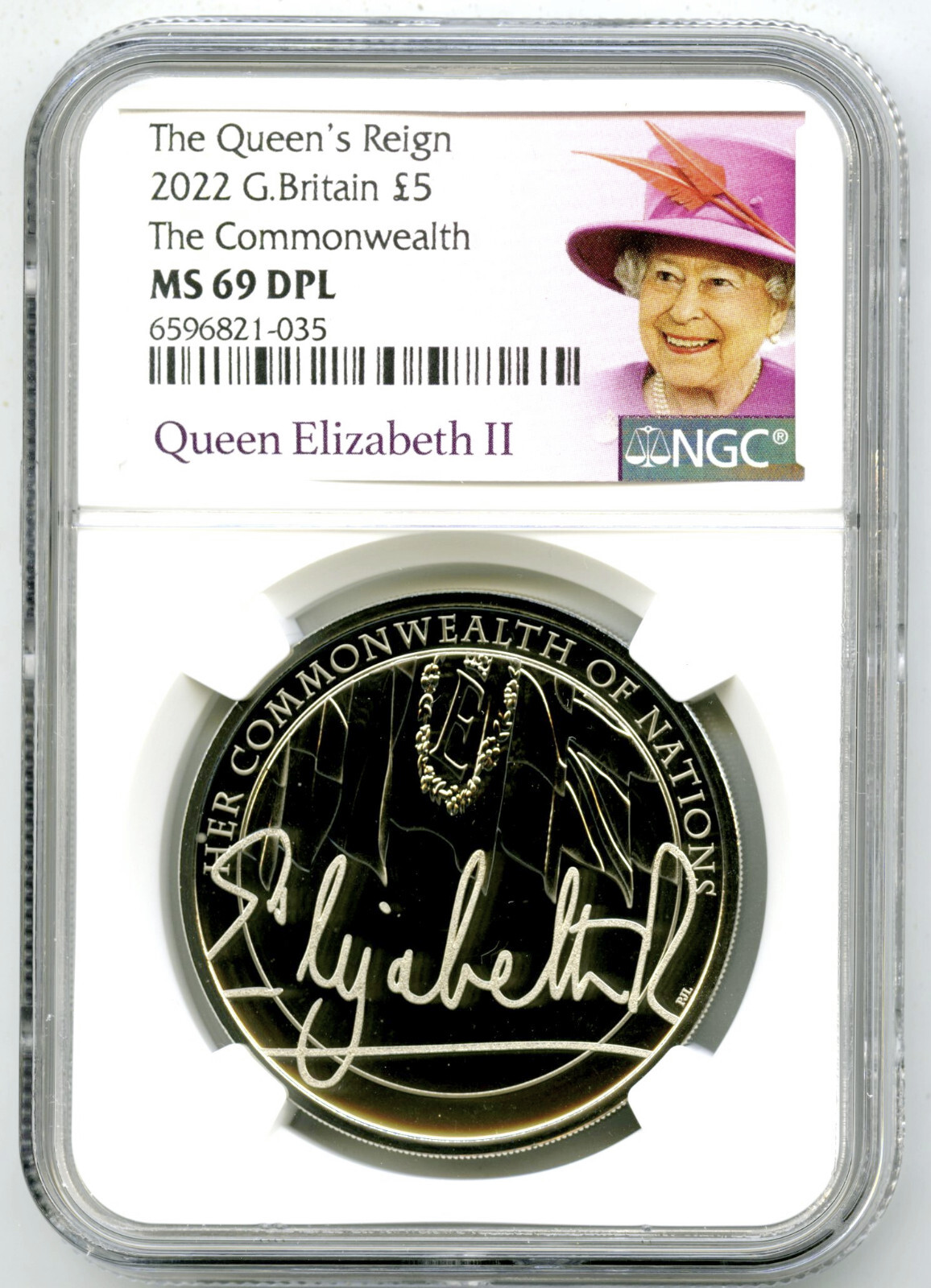 NGC MS69DPL 2022 イギリス £5 Commonwealth 2022 GREAT BRITAIN 5PD NGC MS 69 DPL QUEEN'S REIGN THE