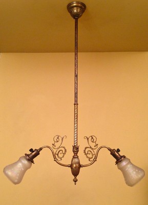 Vintage Lighting exquisite circa 1900 2 shade pendant