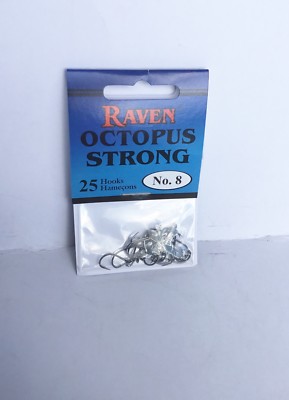 Raven Octopus  Hooks, One 25 Pack, Size #8