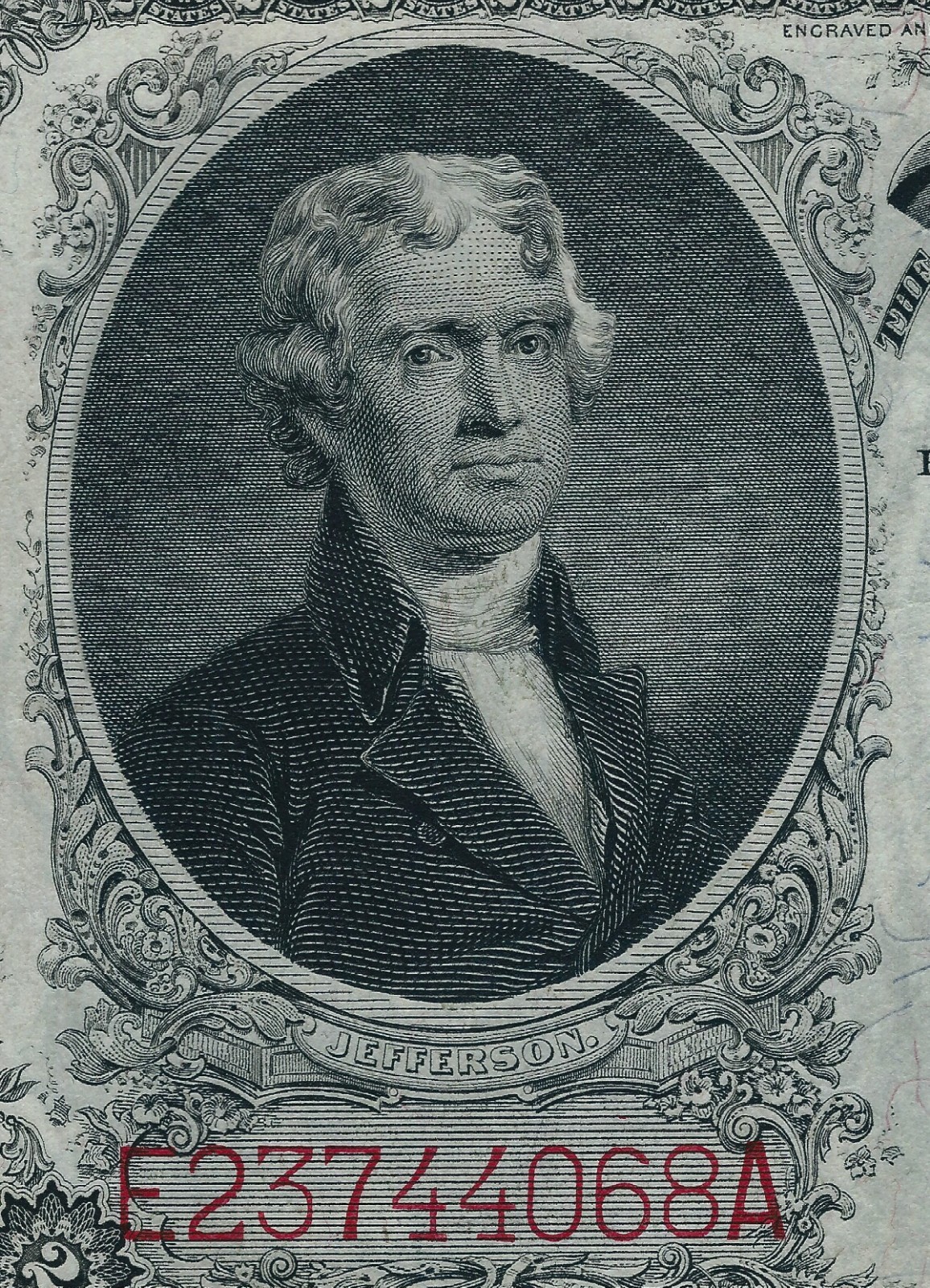 perfect beautiful note 1917 $ 2 Dollar. serial E 23744068 A usa bid only thanks