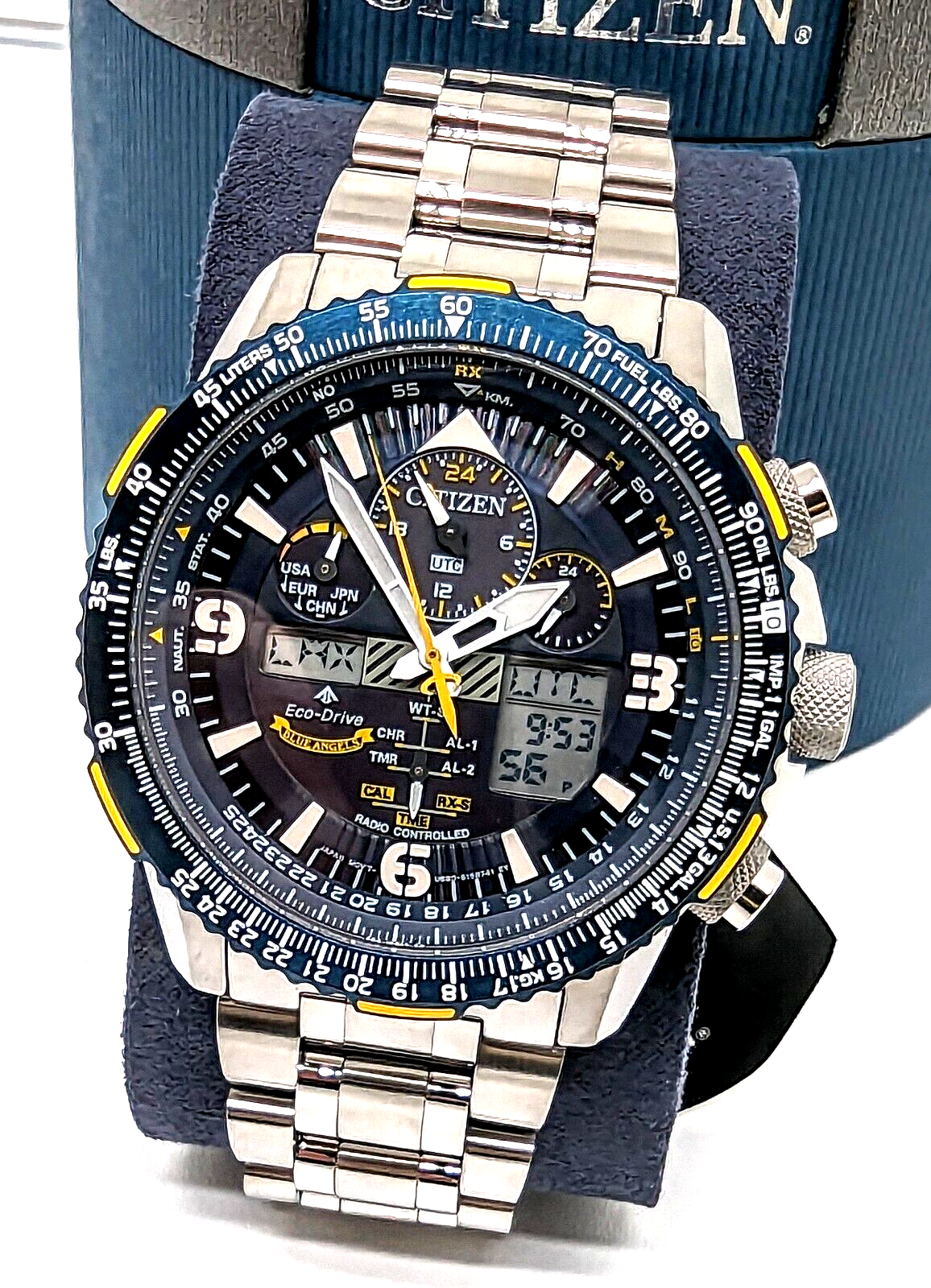Pre-owned Citizen Skyhawk Blue Angels Promaster A-t Eco-drive Men's Watch Jy8078-52l In Silver