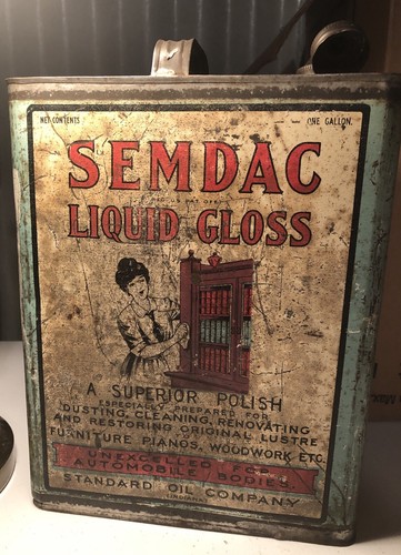 Antique early 1900's Standard Oil Company Semdac Liquid Gloss Can One Gallon