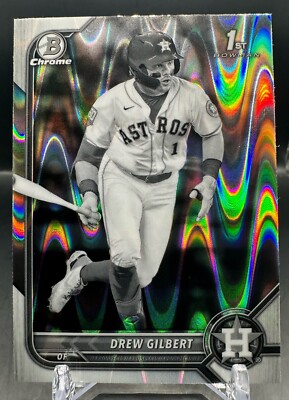 2022 Bowman Draft - DREW GILBERT - 1st Black & White Raywave Refractor - Astros