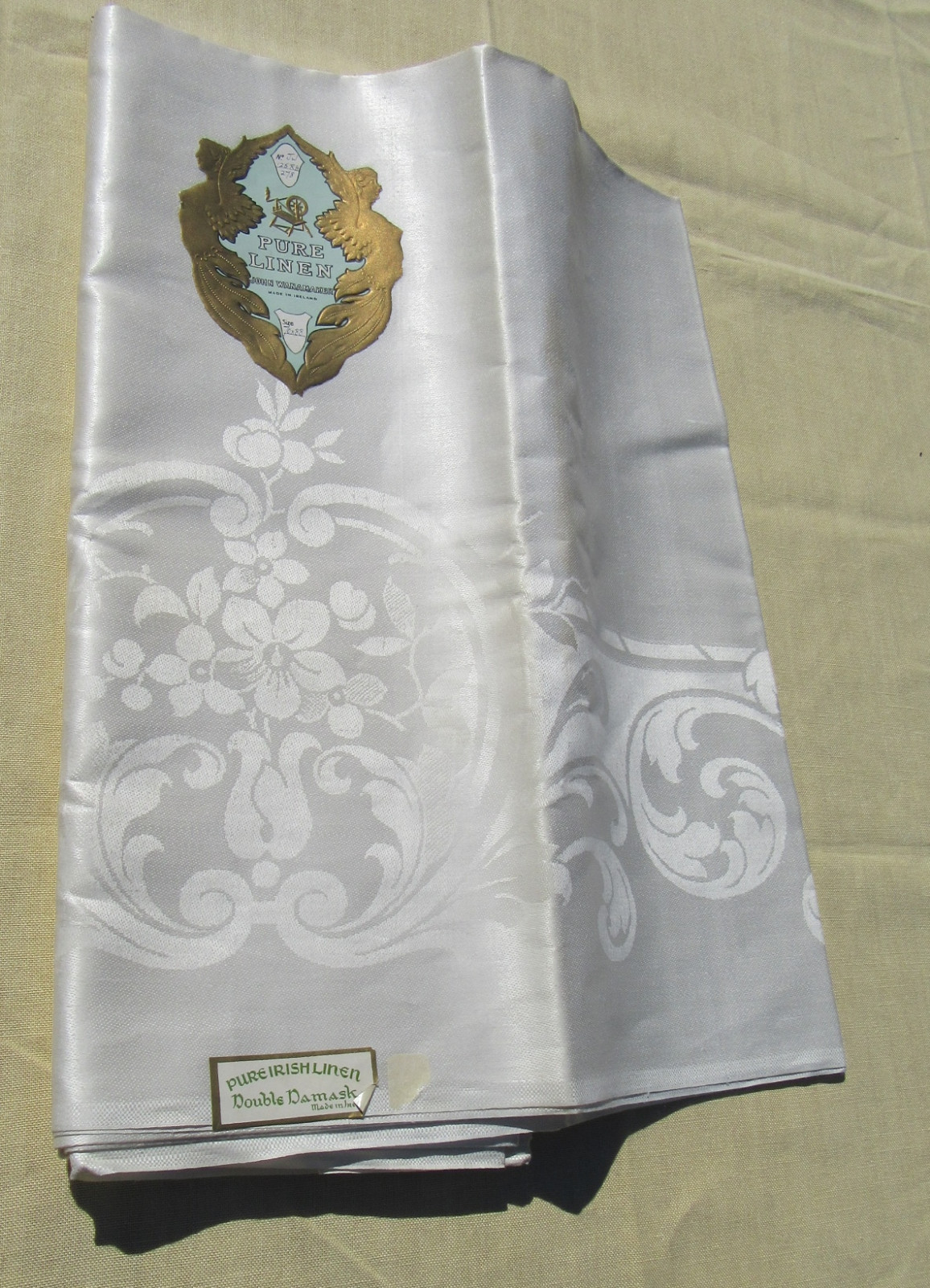Antique Damask Tablecloth Irish Linen John Wanamaker 70x88 Inch Never Used  X424