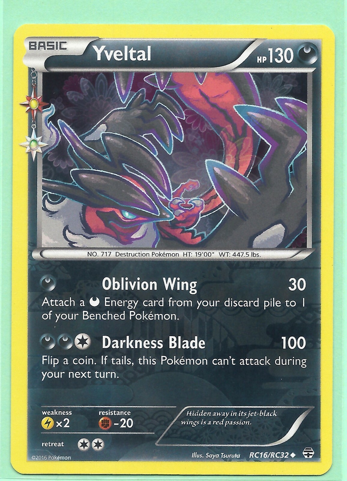 2016 YVELTAL RC16/RC32 HOLO XY GENERATIONS RADIANT 2016 YVELTAL RC16/RC32 HOLO XY GENERATIONS RADIANT