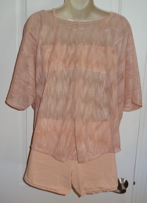 Dance Costume Reverence Peach Blush Sheer HiLow Top Bra Shorts Sz Medium SL