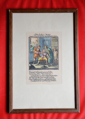 KUPFERSTICH / STICH - ZAHNARZT / DENTIST / ARZT / MEDIZIN / BERUF - KOLERIERT 