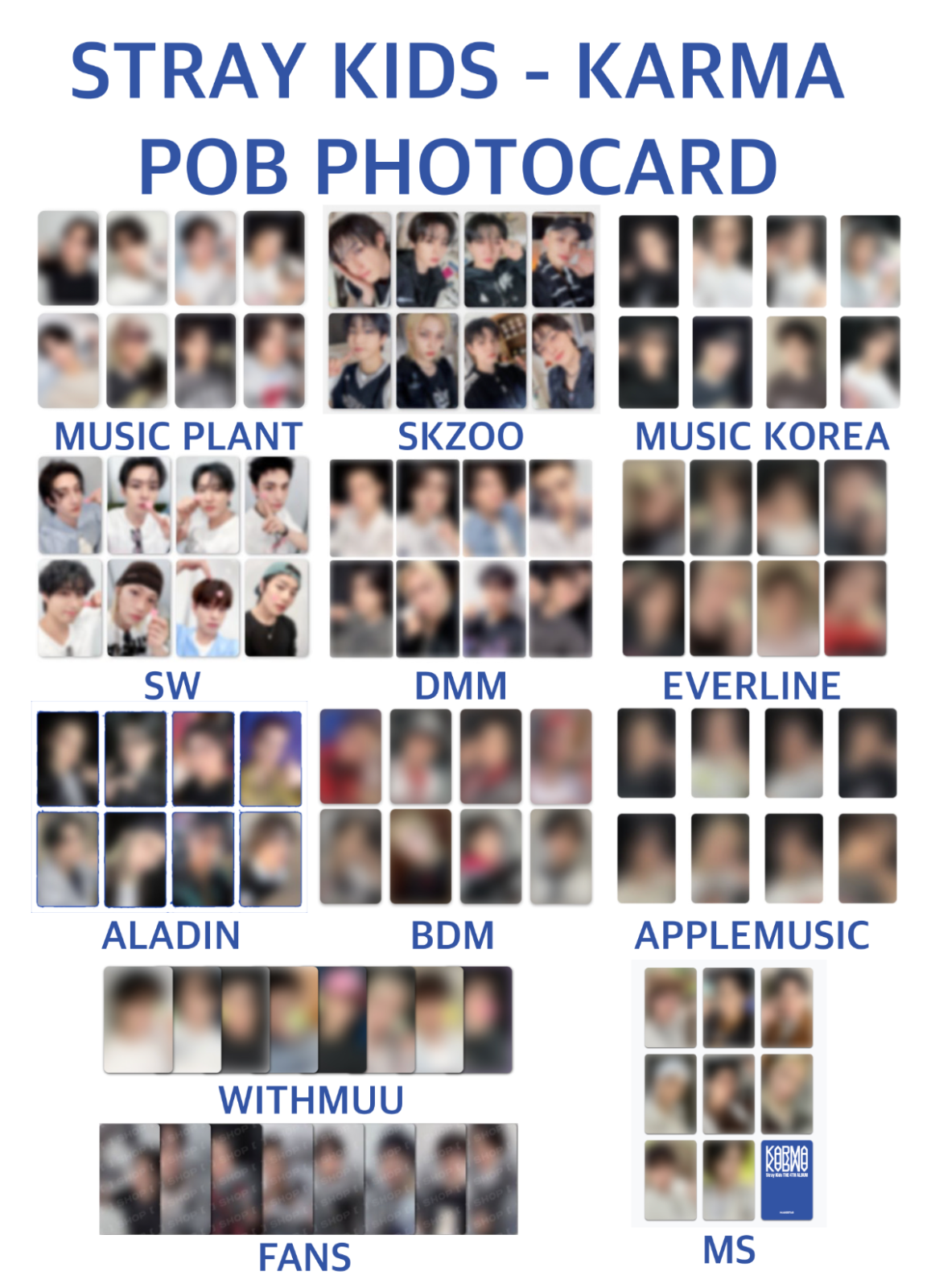 タレントカード complete set KARMA pop up MD pob SKZ 2025 STRAY KIDS POP-UP STORE] OFFICIAL MD + WEEK 1 POB