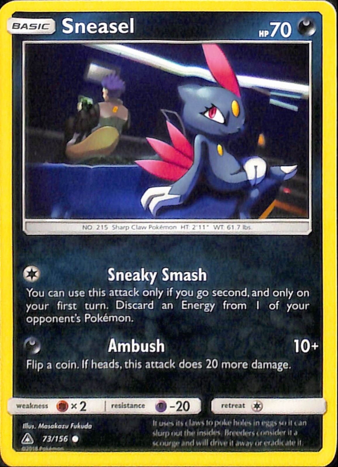 Sneasel 73/156 - Ultra Prism - Common - Pokemon Card TCG