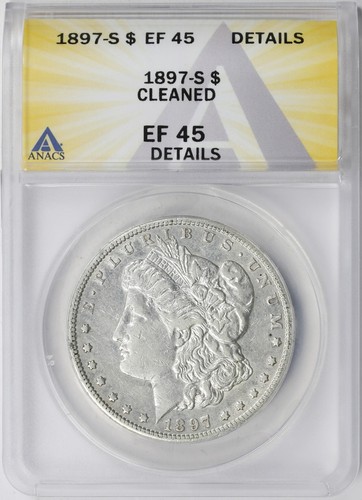 1897-S $1 Morgan Dollar ANACS EF45 Details Cleaned