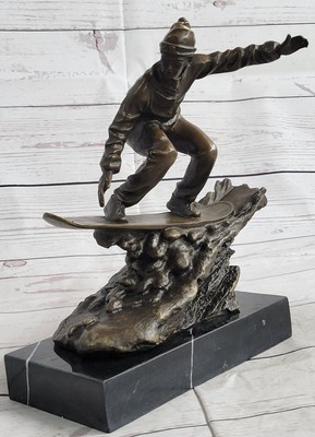 Mid century Signed Miguel Lopez Hagenauer Wein Bronze Figure Downhill Skier Art