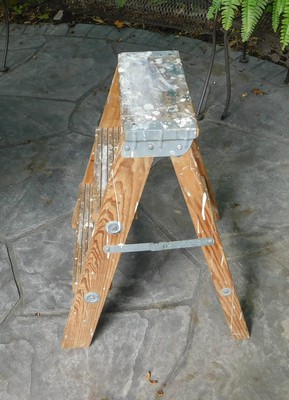 Vintage Wood Step Ladder Folding 23