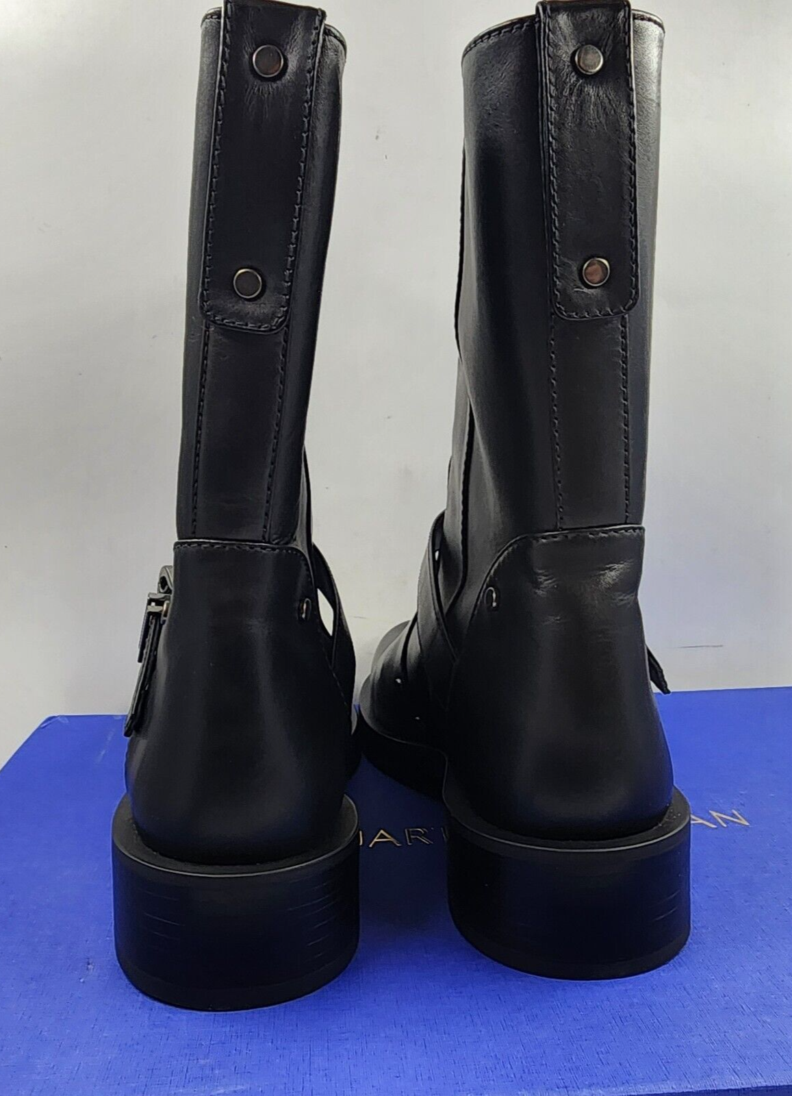 Stuart Weitzman Maverick Studded Leather Ankle Boots Women's 8.5B/39 Black - Picture 7 of 21