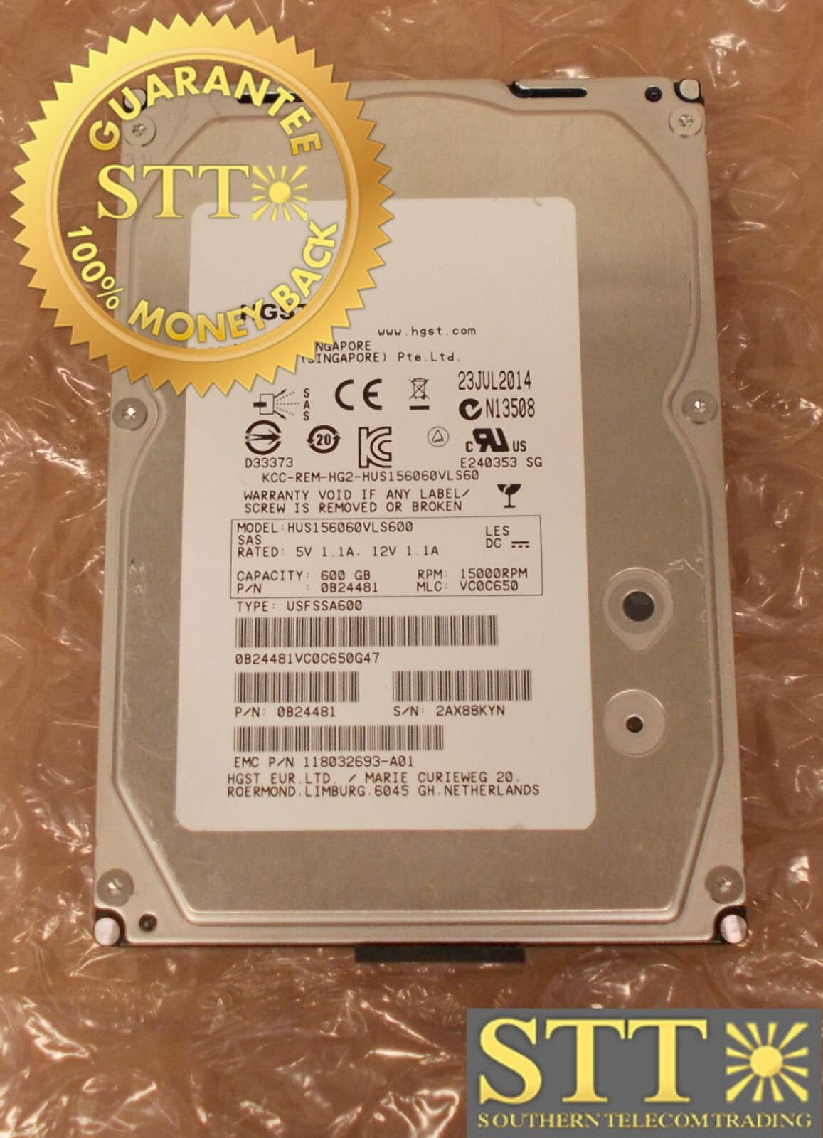 0B24481 HGST HUS156060VLS600 600GB 15K RPM 6G/S SAS 3.5 0B24481 HGST HUS156060VLS600 600GB 15K RPM 6G/S SAS 3.5
