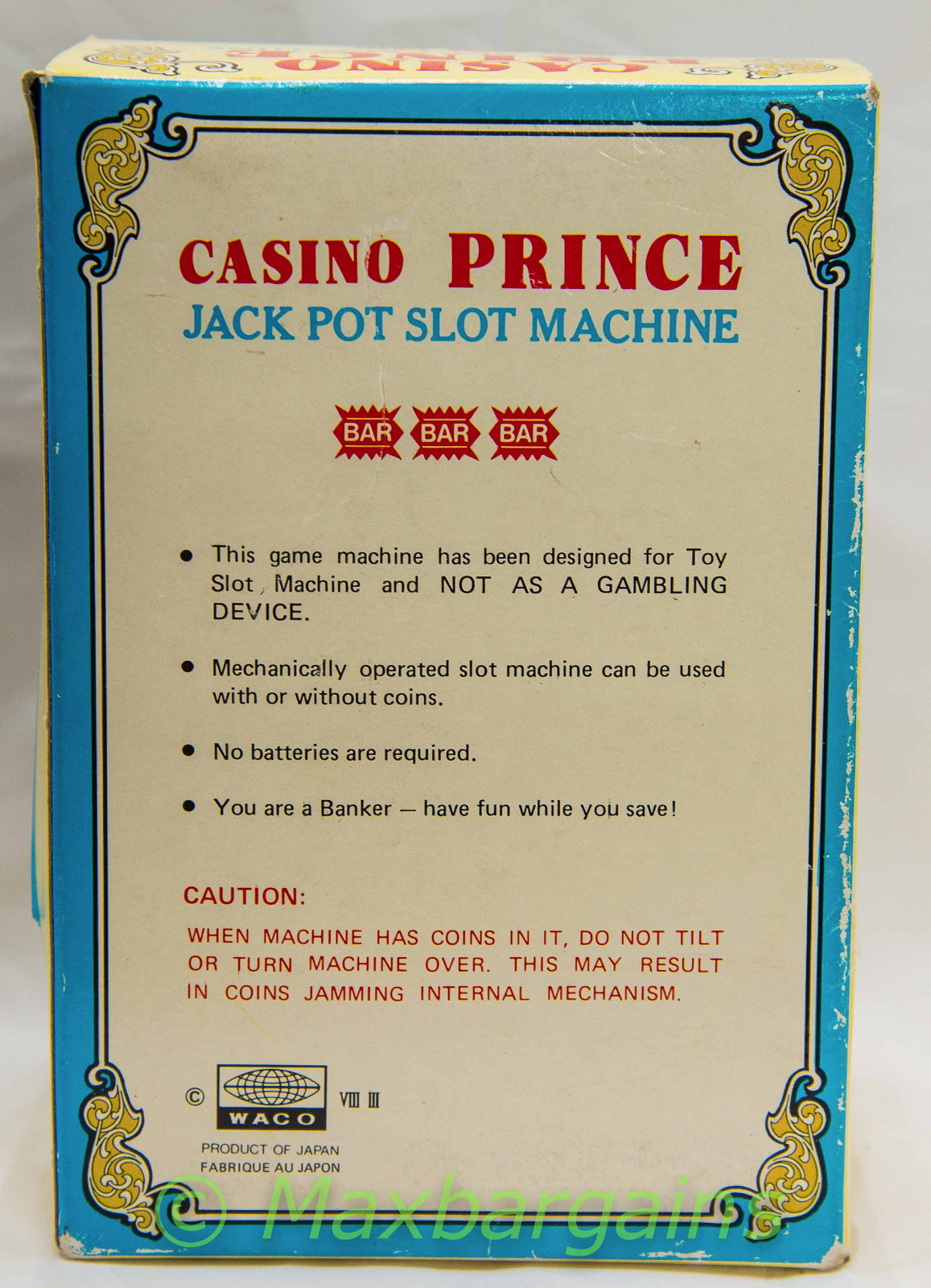 Waco 1980's Casino Prince Jack Pot Slot Machine Automatic Jack Pot in Box